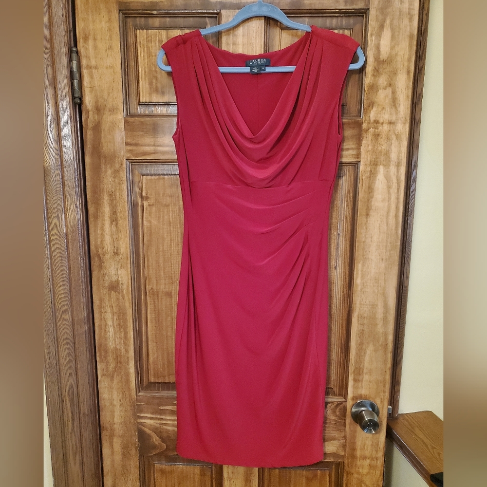 Lauren Ralph Lauren Red Sheath Lined Dress Size 10